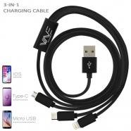 3-in-1-Ladekabel - Lightning, Micro USB und USB Typ C