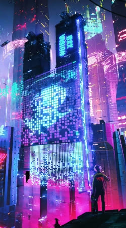 Cyberpunk city night art