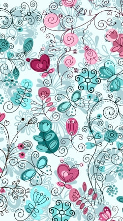 doodle flowers and butterflies