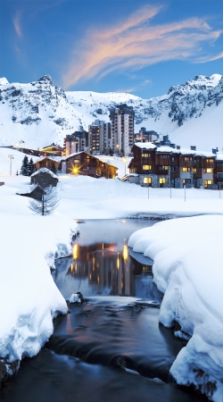 Llandscape and ski resort in french alpes tignes