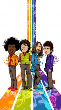 Music Legends: Lennon, Jagger, Dylan & Hendrix