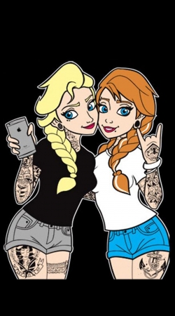Sisters Selfie Tatoo Punk Elsa Anna