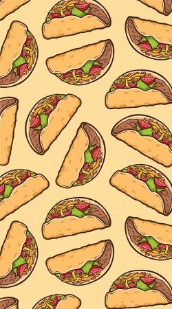 Taco seamless pattern mexican food