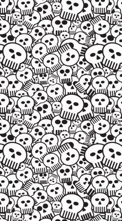 toon skulls, black and white